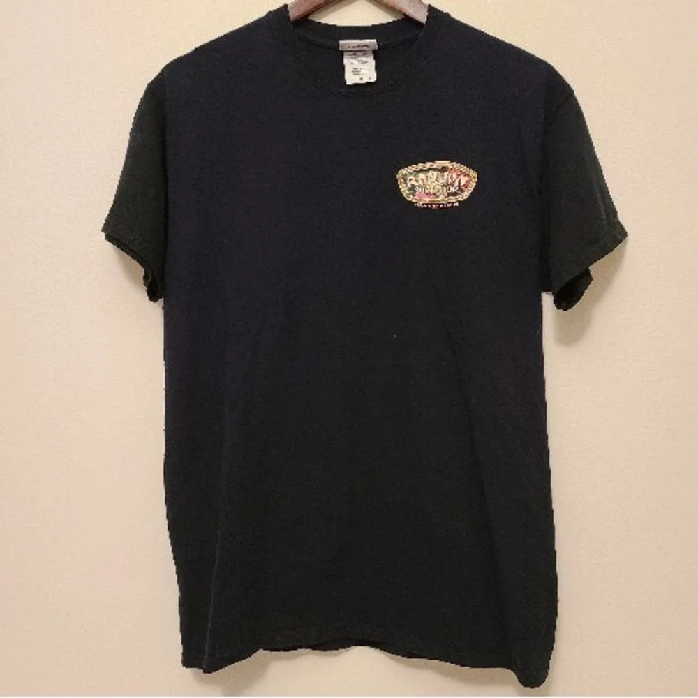 Ron Jon Surf Shop Men T-Shirt Med Black Logo Orange Beach Short Sleeve Crew Neck